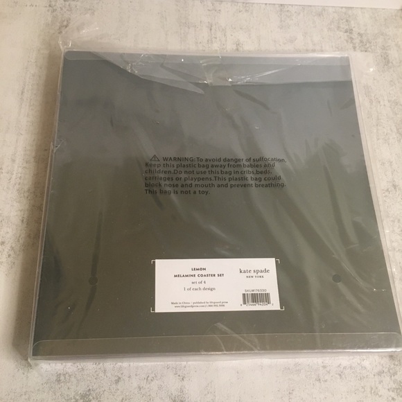 NWT Kate Spade Lemon Melamine Coaster Set - Picture 4 of 5